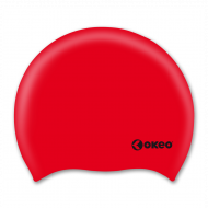 Cuffia piscina in silicone tinta unita con logo Okeo.