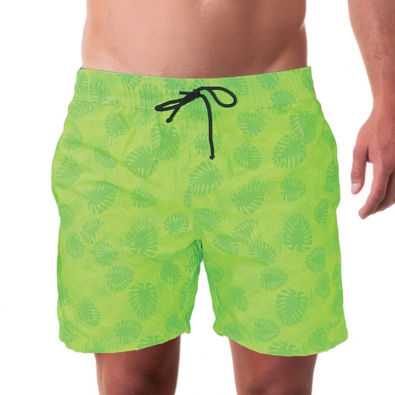 Costume da uomo modello boxer per la spiaggia verde fluo. Costume da uomo modello boxer per la spiaggia verde fluo.