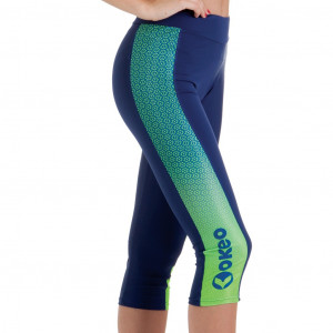 Leggings corti in cotone elasticizzato tinta unita blu scuro con bande laterali stampate.