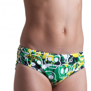 Costume slip da bambino per la piscina con stampa stile street art.