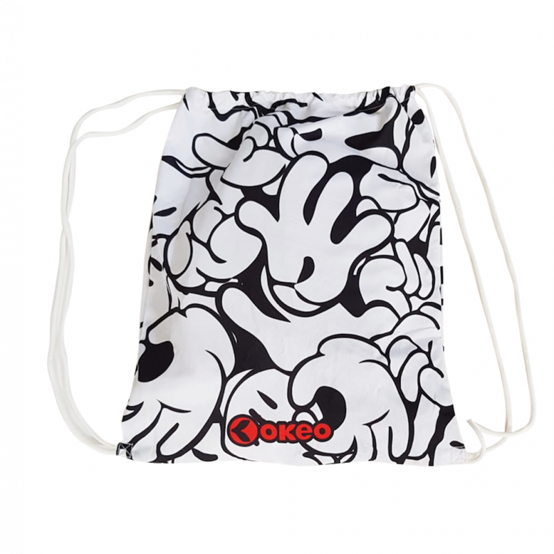 Sacco-zainetto con grafica bianco-nero.
Sacco-zainetto con grafica bianco-nero.